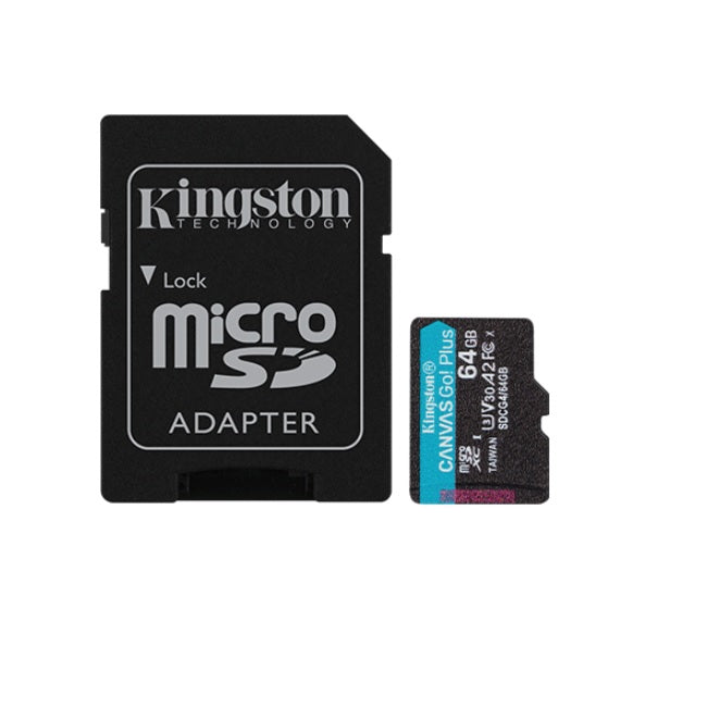 Memoria Kingston 64GB Micro SD Canvas GO Plus Gen4 2A 3U 200Mb/s SDCG4/64GB