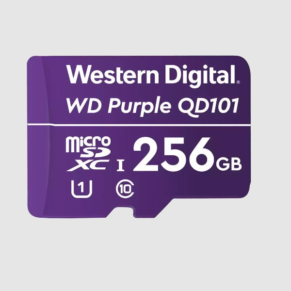 Memoria Western Digital 256GB MicroSD Purple para Videovigilancia CL10 80MB/s