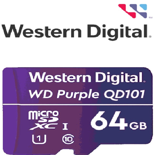 Memoria Western Digital 64GB MicroSD Purple para videovigilancia CL10 80mb/s