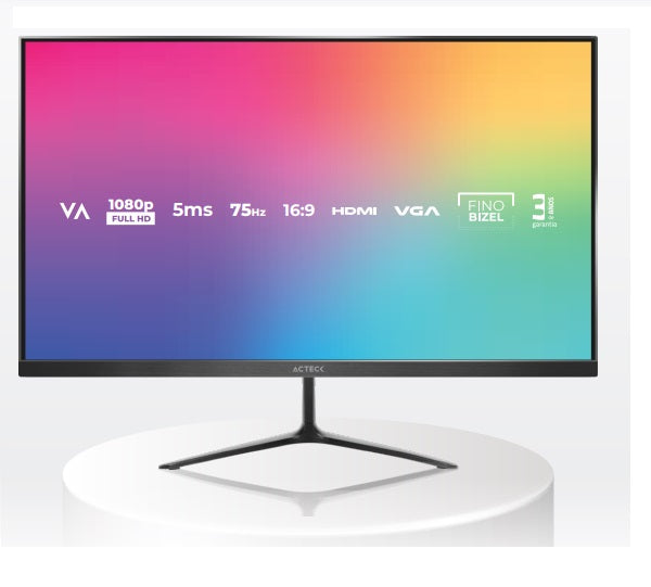 Monitor ACTECK 21.5 LED CAPTIVE VIVID SP215 HDMI VGA plano 75HZ negro