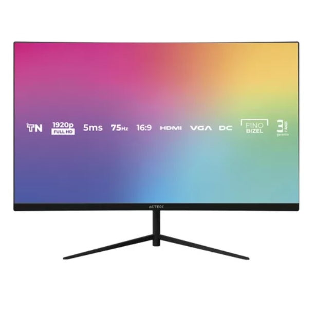 Monitor ACTECK 27 LED CAPTIVE VIVID SP270 HDMI VGA plano 75HZ negro