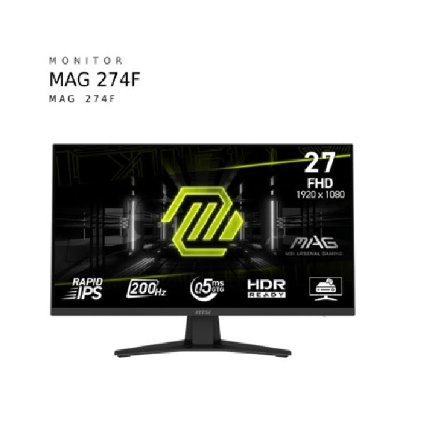 Monitor MSI MAG 274F Gaming 27 pulg 200hz 0.5MS 1xHDMI 1xDP 1x3.5