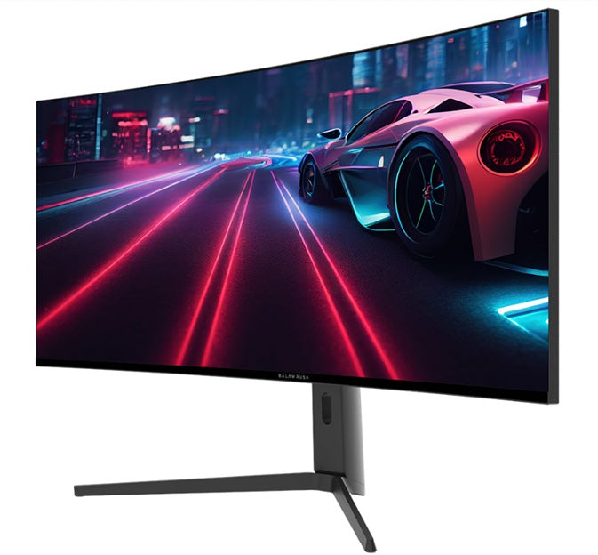 Monitor Balam Rush 40 Exorvit Earth MZX40C curvo negro UWUHD 1MS 5120x2160 120Hz 2xHDMI 1xDP 1xUSB C 3.5mm 2Bocinas Altura ajustable