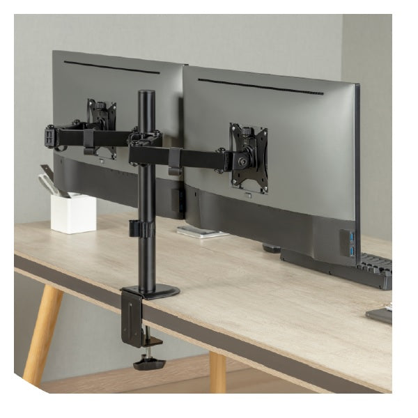 Soporte de Escritorio Acteck Para 2 Monitores Enforce Zone SM490 Soporte VESA de 75x75 100x100