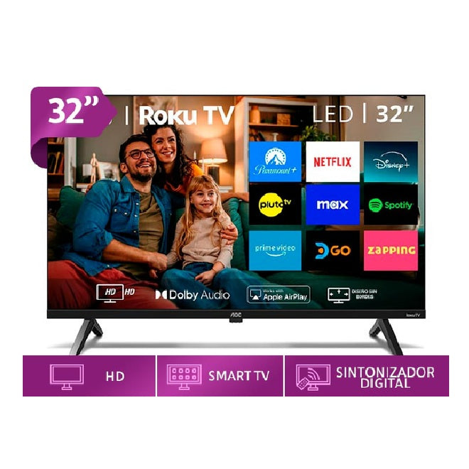 Smart TV AOC 32 pulg RokuTv LED 1360*768 Wifi 3HDMI 1USB Ethernet