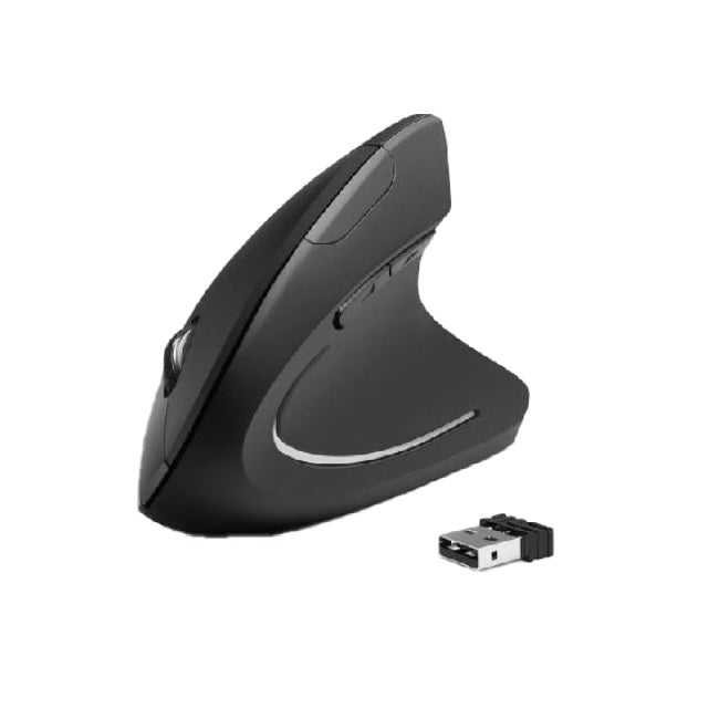 Mouse Brobotix Inalambrico con receptor USB recargable vertical 1600 DPI modelo 6000816 color Negro