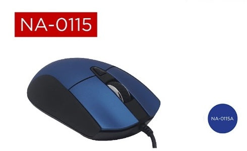 Mouse Naceb alambrico optico Ergonomico hasta 2400DPI 6 botones modelo NA-0115A color Azul