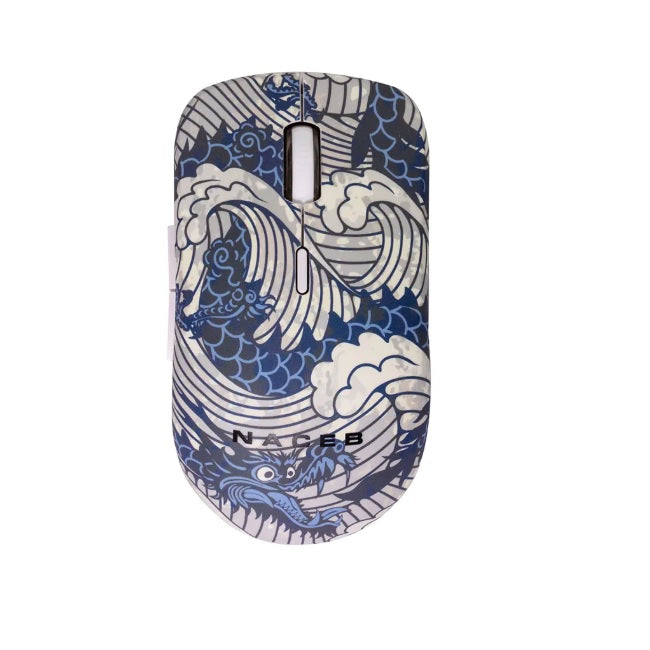 Mouse inalambrico Naceb diseño impreso 1600 DPI 3 botones modelo NA-0138A color Azul
