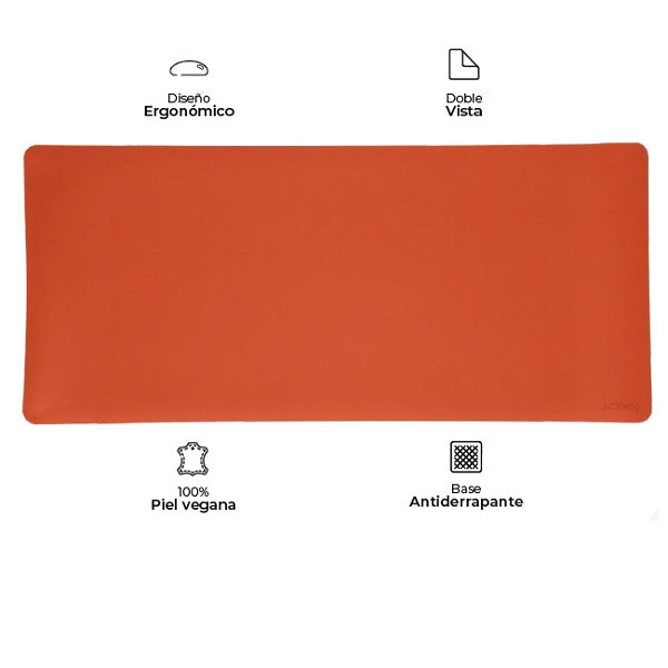 Mousepad Acteck Vibe Leather TP670 Azul/Café Doble Cara Acabado Piel Sintética 100% Vegana 90x40cm