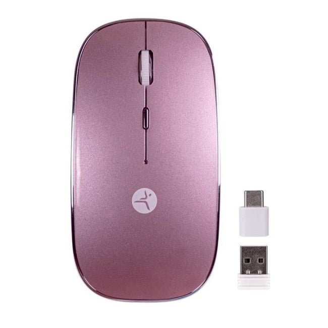 Mouse Techzone Slive inalambrico recargable con mouse pad velocidad ajustabel 1600 DPI rosa