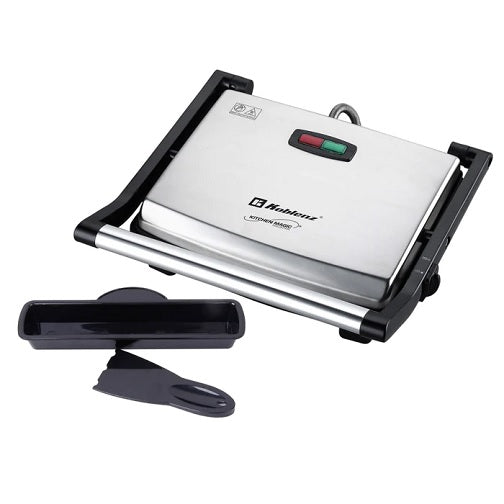 Panini Grill Koblenz PGKM-1500 I capacidad 4 rebanadas termostato automático asas tacto frío bandeja colectora y espátula 1500W