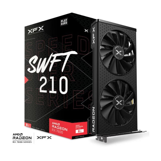 Tarjeta de video XFX 8GB AMD Radeon RX 7600 2xfan GDDR6 RDNA3 1xHDMI 3xDP RX-76PSWFTFY
