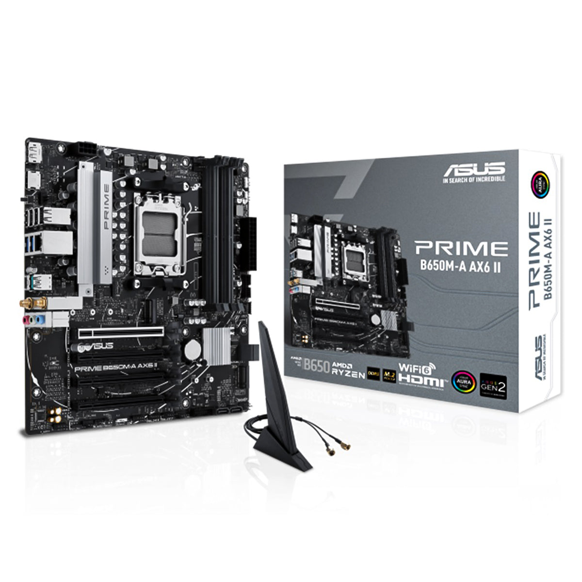 MOTHERBOARD ASUS (PRIME B650M-A AX6 II) SOCKET AM5, 4*DDR5,HDMI, DP, WIFI6, MICRO ATX