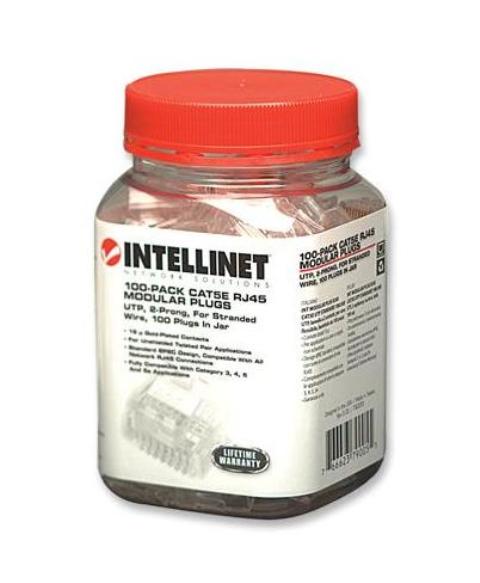Bote Plugs Intellinet Modulares Cat5e RJ-45 100 piezas transparentes