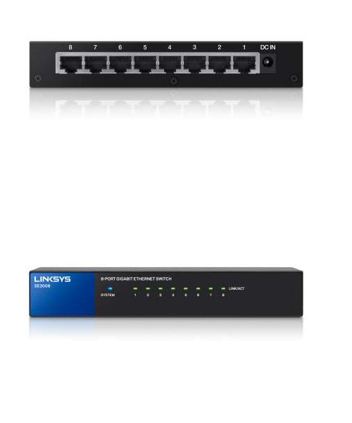 Switch Linksys SE3008 metálico de escritorio 8 puertos gigabit 10/100/1000M no administrable