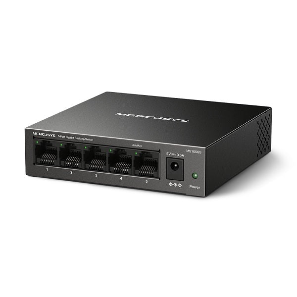 Switch Mercusys MS105GS metálico escritorio 5 puertos gigabit 10/100/1000M no administrable Auto-MDI/MDIX