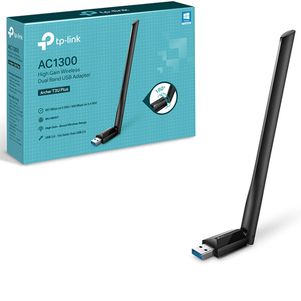 Adaptador inalámbrico USB 3.0 TP-Link Archer T3U Plus AC1300 MU-MIMO antena de alta ganancia