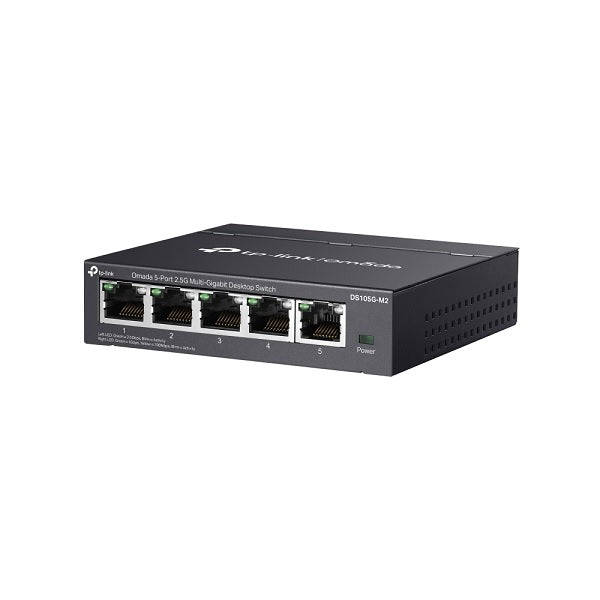 Switch TP-Link Omada DS105G-M2 metálico escritorio 5 puertos RJ45 hasta 2.5 Gbps Multi-Gig no adminsitrable operación sileciosa