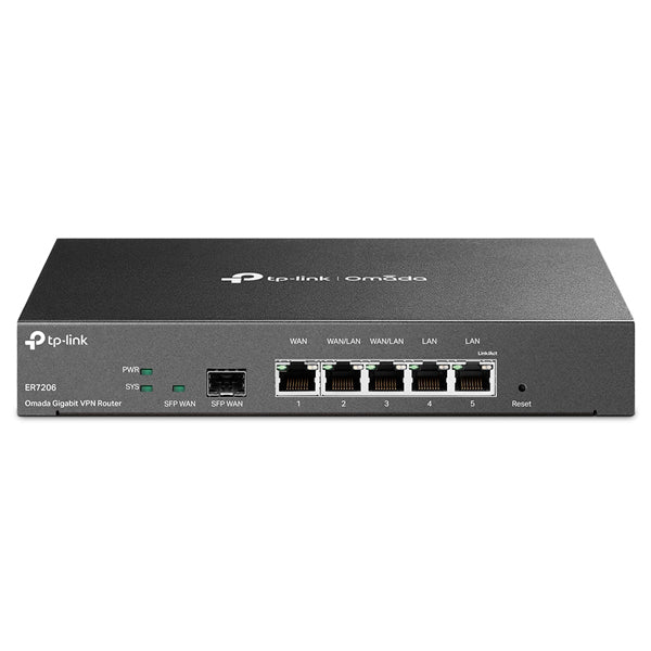 Router Multi-WAN VPN TP-Link Omada ER7206 5 puertos gigabit (3 WAN y 2 LAN) 1 puerto SFP WAN gigabit SafeStream integrado