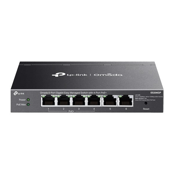 Switch Easy Managed TP-Link Omada ES206GP metálico escritorio/ montaje pared 6 puertos gigabit (4 puertos PoE+802.3af/at max. 65W)