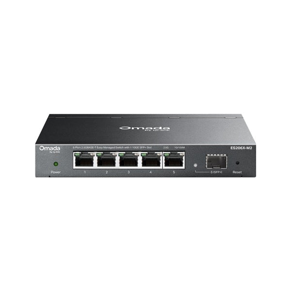 Switch Easy Managed TP-Link Omada ES206X-M2 metálico escritorio/ montaje pared 5x 2.5 Gbps RJ45 1x 10 Gbps SFP+ Auto-Negotiation/Auto MDI/MDIX