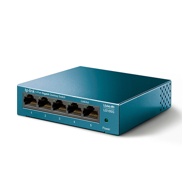 Switch TP-Link LS105G metálico escritorio 5 puertos gigabit 10/100/1000M no administrable tecnología Green Ethernet