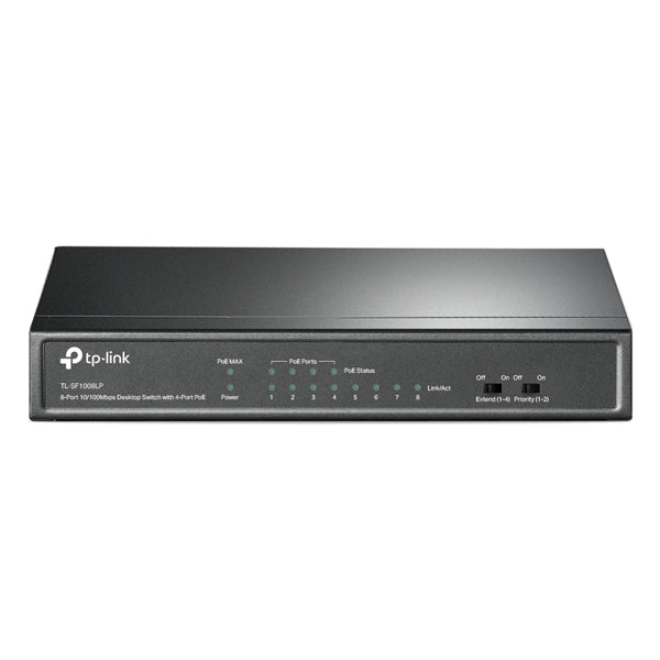 Switch TP-Link TL-SF1008LP metálico escritorio 8 puertos RJ45 10/100M (4 puertos PoE 802.3af max 41W) modo extensión de cableado