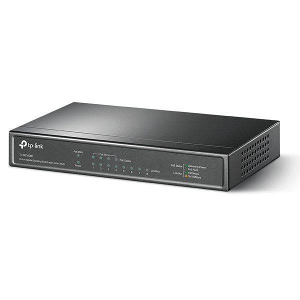 Switch TP-Link TL-SG1008P metálico de escritorio 8 puertos gigabit (4 puertos PoE 802.3 af/at max. 64W) no administrable