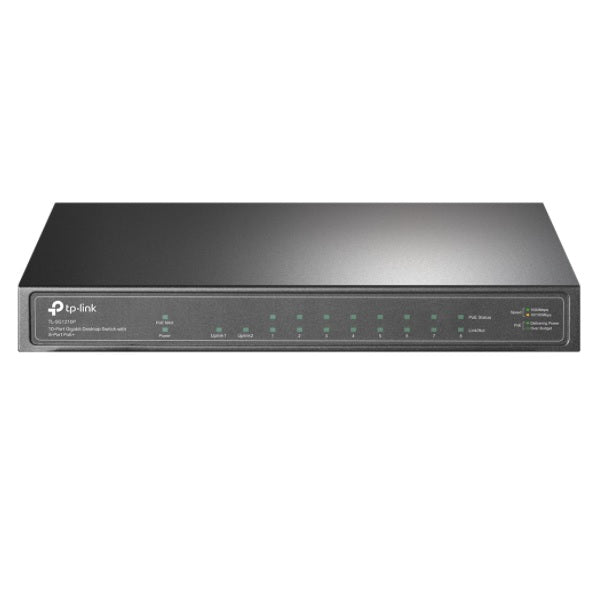 Switch TP-Link TL-SG1210P metálico 9 puertos gigabit (8 puertos PoE+ 802.3af/at max. 63W) 1 puerto SFP gigabit