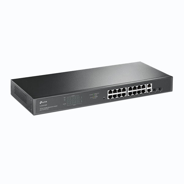 Switch TP-Link JetStream TL-SG1218MP v1 administrable 18 puertos gigabit (16 puertos PoE+ 802.3at/802.3af max. 250W) 2 puertos SFP gigabit