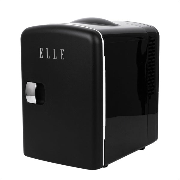 Mini refrigerador / calentador 4L Elle Home ESDAF101BK color negro enchufe pared CA y para auto 12V capacidad hasta 6 latas 355ml