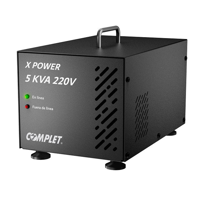 Regulador electrónico de voltaje COMPLET X-POWER ERV-10-008 5000VA potencia 5000W voltaje 220V supresor de picos 504 J
