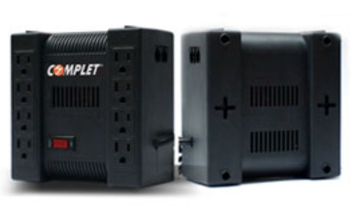 Regulador de Voltaje COMPLET XPOWER 1300 ERV-9-001 1300VA 650W con supresor integrado 504J 8 NEMA 5-15R 120V entrada/salida
