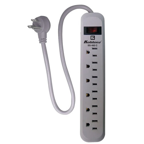 Supresor de picos Koblenz SS-460 C 6 NEMA 5-15R 460 Joules interruptor On/Off clavija en 90 grados