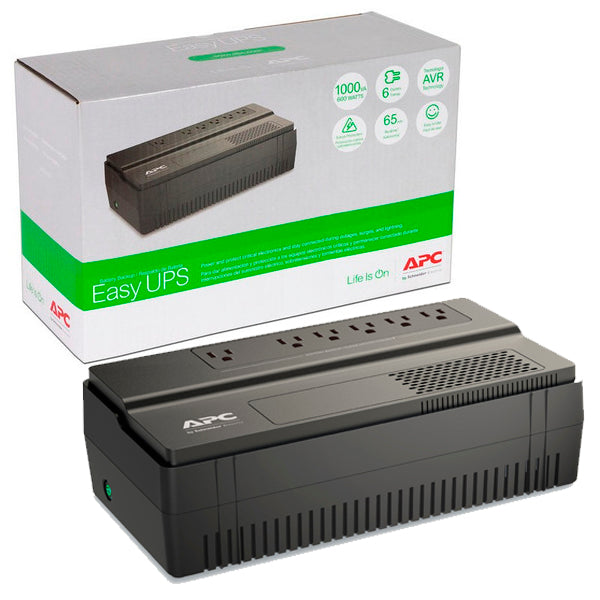 UPS APC BV1000 línea EASY 1000VA / 600W AVR 120V 6 contactos NEMA 5-15R con respaldo de batería