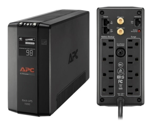 UPS APC Pro BX1000M-LM60 1.0kVA/ 600W AVR 8 contactos NEMA 5-15R (4 c/protección batería) interfaz LCD LAM 60Hz 120V