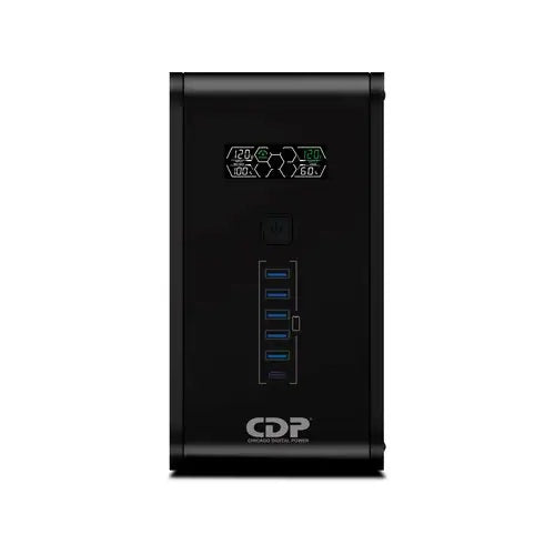 UPS inteligente CDP R-SMART1510 1500VA/900W LCD 10 NEMA 5-15R (5 c/protección batería) 5x USB-A y 1x USB-C total 2.4A carga modem/DSL RJ11/RJ45