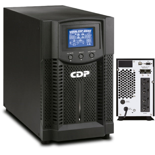 UPS CDP Online UPO11-2 torre doble conversión Onda Senoidal pura 2000VA/1800W 120VCA LCD 4 NEMA 5-20R conector NEMA 5-20P