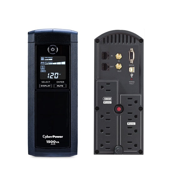UPS CyberPower Intelligent LCD CP1500AVRLCDa 1.50 kVA/900W AVR torre 12 NEMA 5-15R (6 c/protección batería) 120V Energy Star