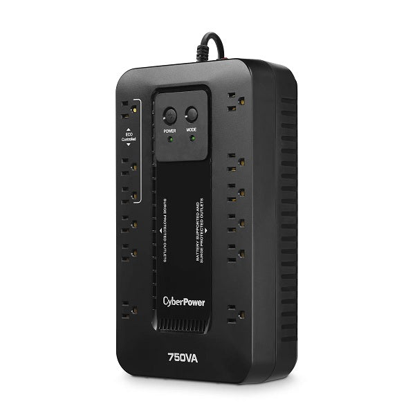 UPS CyberPower EC750G línea ECO 750VA/ 450W 12 NEMA 5-15R (6 c/respaldo batería y 3 modo ECO) 120V Energy Star
