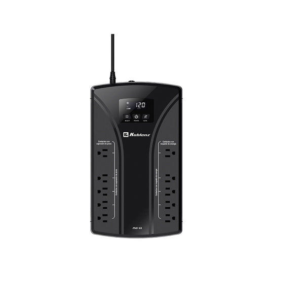 UPS Koblenz 7522 USB 750VA/420W 10 NEMA 5-15R (5 c/protección batería) 12V/7Ah pantalla LCD puerto usb comunicación