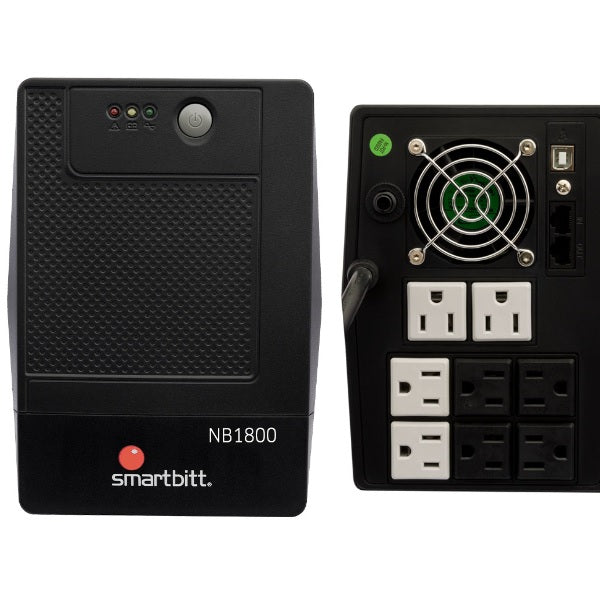 UPS interactivo Smartbitt SBNB1800 1800VA/950W 120V torre 8 NEMA 5-15R (4 con con respaldo batería) puerto USB tipo B