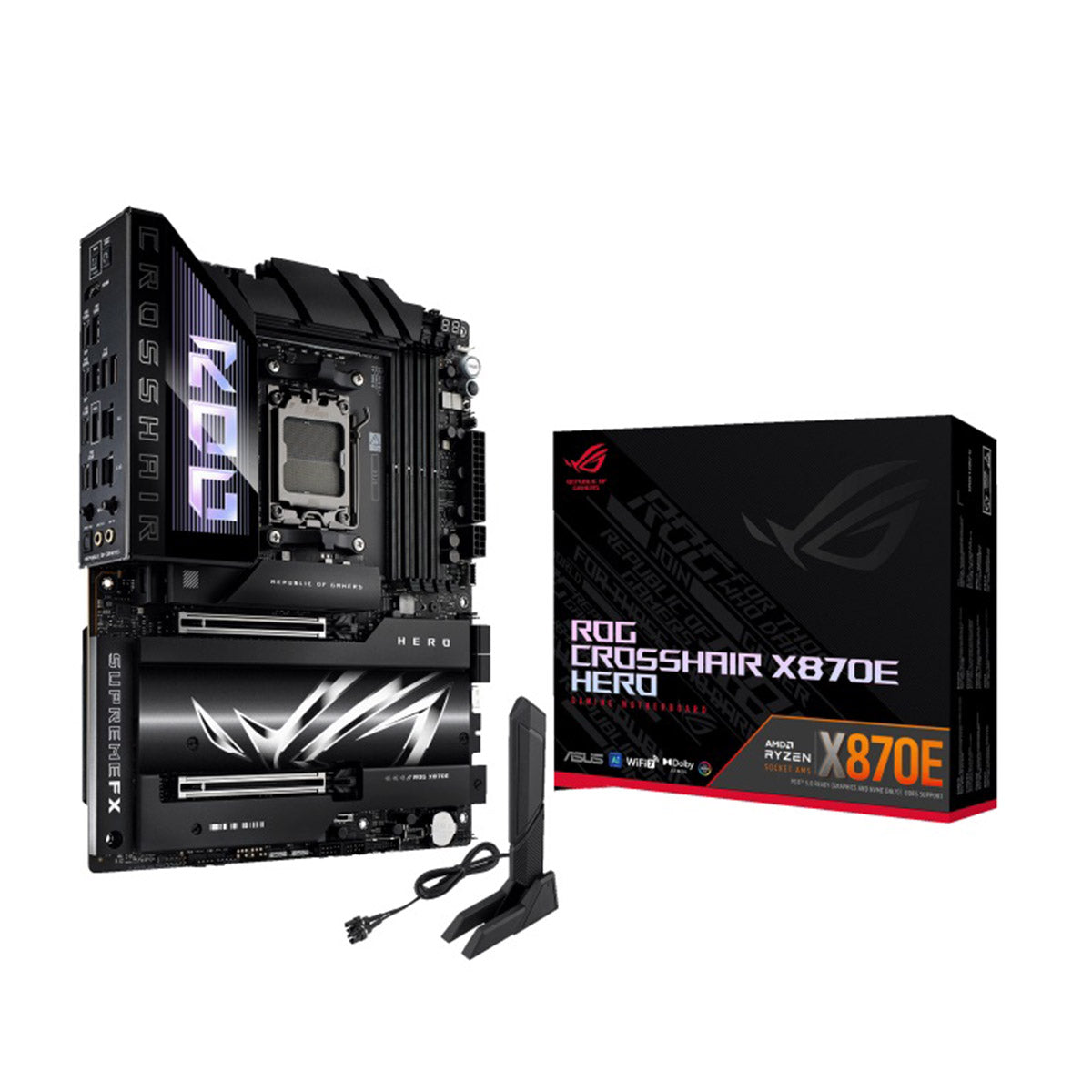 MOTHERBOARD ASUS (ROG CROSSHAIR X870E HERO) SOCKET AM5,PCI-E 5.0,4*DDR5,HDMI,2*USB4,WIFI7,ATX. tech