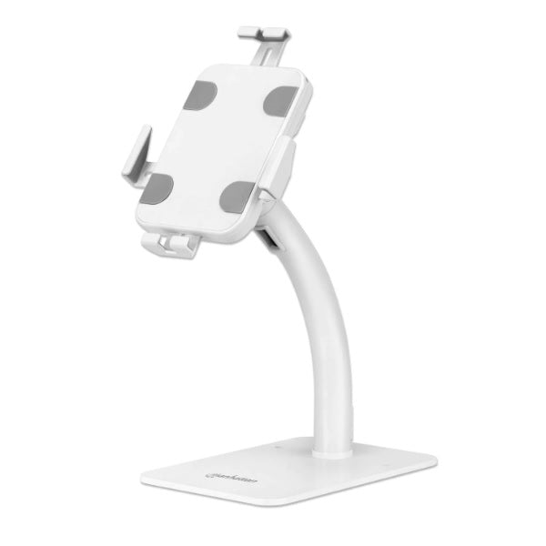 Soporte Manhattan para Tableta o iPad 7.9 a 11 pulgadas en mesa/escritorio antirobo rotacion 360 blanco