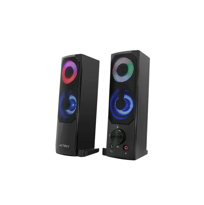 Bocinas Acteck 2.0 Elant Brick AS450 alambricas USB 6W 3.5mm Control de Volumen