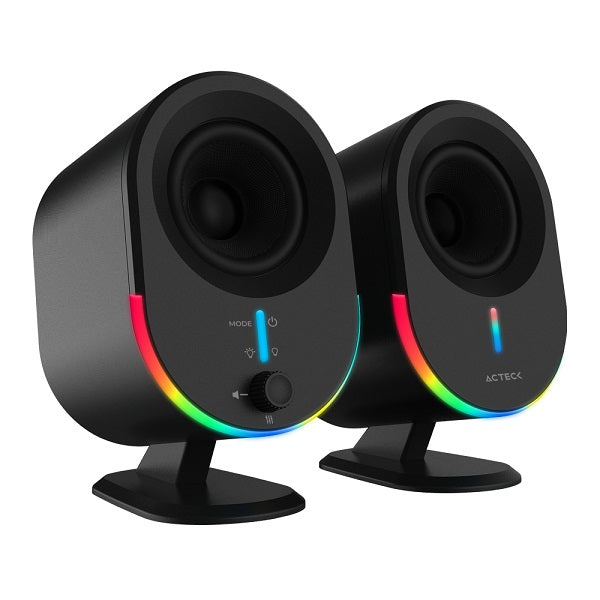 Bocinas Acteck Exact BS630 Negro Bluetooth 5.0 AUX 3.5mm USB Indicador LED