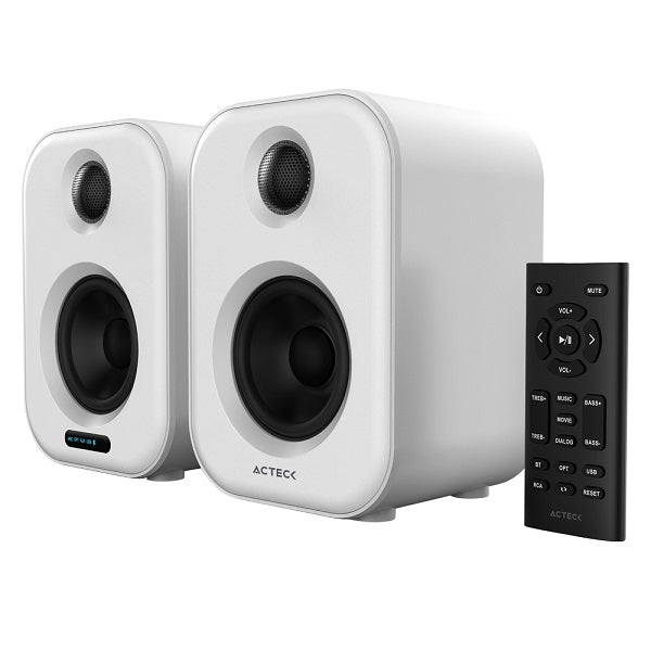 Bocinas Acteck Dynamic Exact BS650 Blanco Bluetooth 5.0 RCA Optical USB