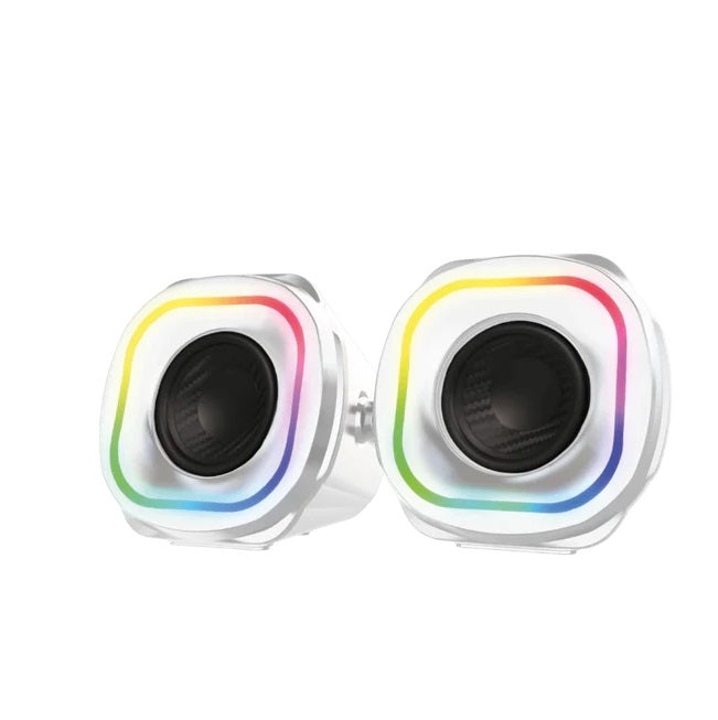 Bocinas Balam Rush Glimm Quad BG555 Blanco Bluetooth 10W 2.0 Canales Iluminación RGB