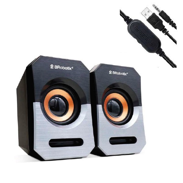 Bocina Brobotix DUAL USB V2.0 modelo color 963913 Negro con Plateado