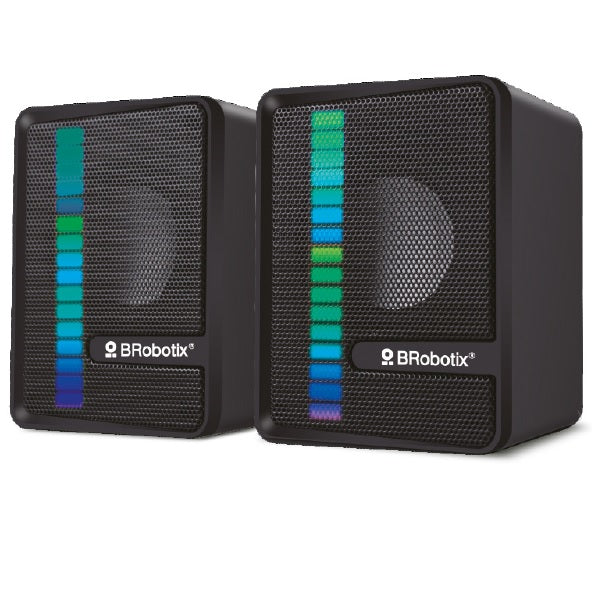 Bocinas Brobotix Multimedia RGB USB /3.5MM modelo 963920 color Negro